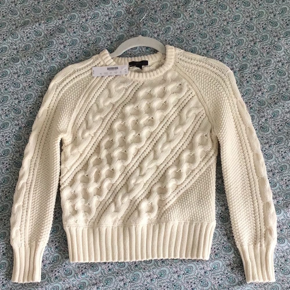 J.Crew Diagonal Cable-Knit Crewneck Sweater
